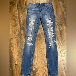 Pacsun ripped skinny blue jeans